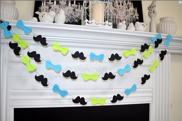 Bowtie Baby Shower Garland 1st Birthday Party Decor Mustache