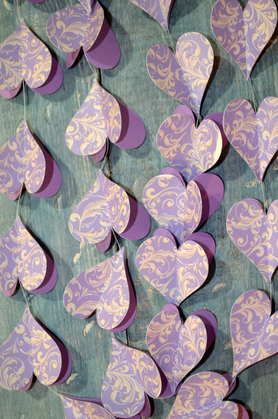 Purple Heart Garland Wedding Decor Birthday Decor Purple Hearts