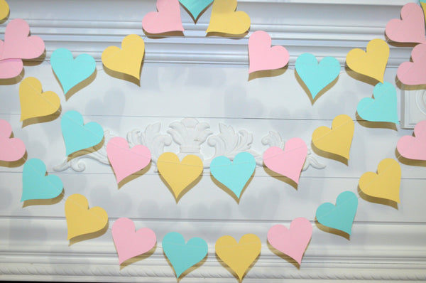 Pastel Wedding Garland Pastel Pink Yellow Blue Heart Garland