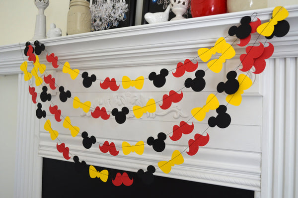 Mickey Mouse Inspired Paper Garland Banner Decorations Birthday