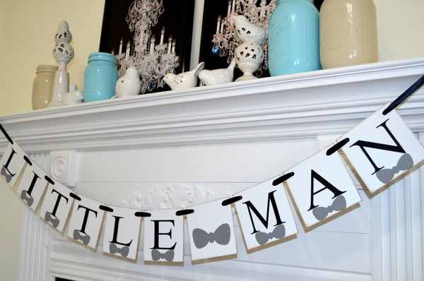 Little Man Banner Bow Tie Banner Bow Tie Baby Shower Bow Tie