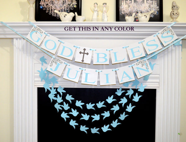God Bless Baby Banner Holy Communion Decor First Communion