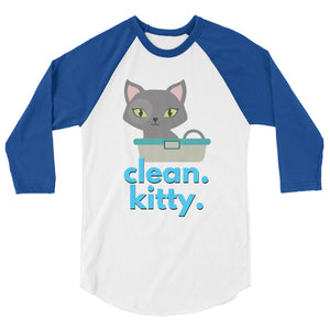 CLEAN KITTY FOR CAT LOVERS 3/4 sleeve raglan shirt t-shirt long sleeve tee