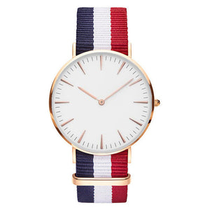 Women's Watch Luxury Brand Nylon Stripe Band Quartz Casual Wristwatch. Various Colors.