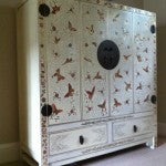Cream lacquer painted Chinese cabinet