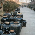Stone buddhas in the grounds of the Beijing antique workshop