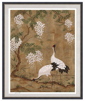 Chinoiserie style painting cranes