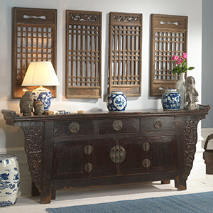 Chinese Antique Sideboard and Ginger Jars