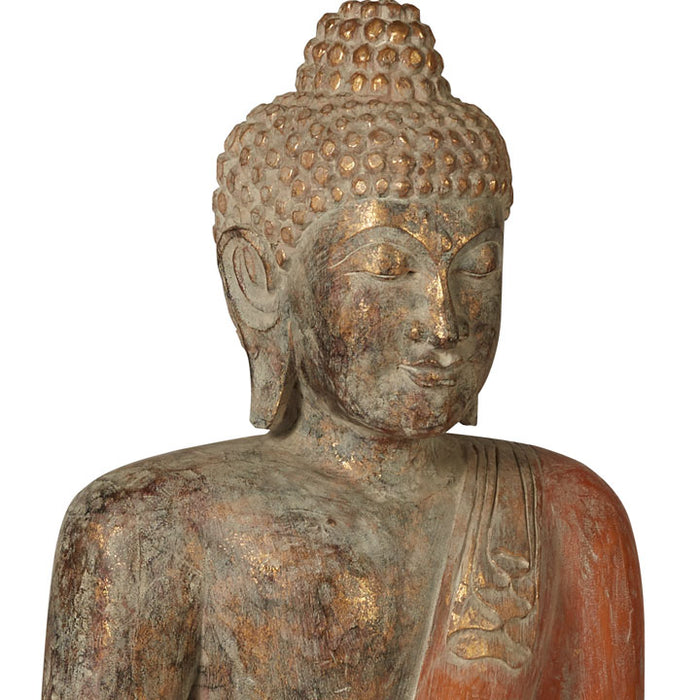 Large Seated Wooden Buddha Statue Shimu