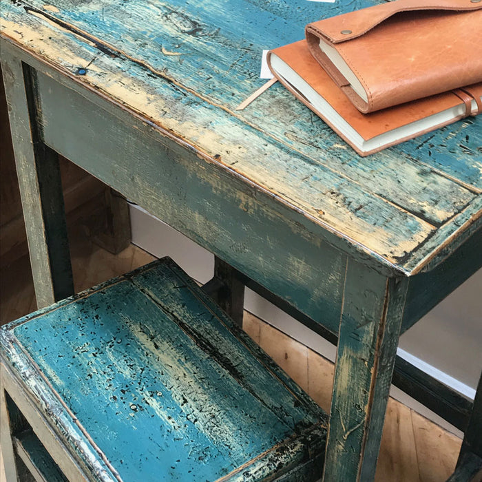 Distressed Lacquer Desk And Stool Shimu