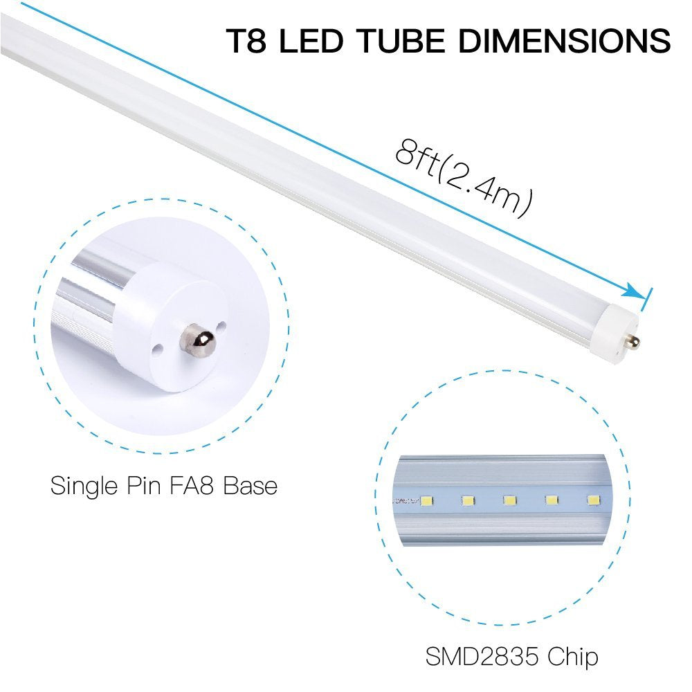 8ft T8 FA8 Single Pin LED Tube Light 96