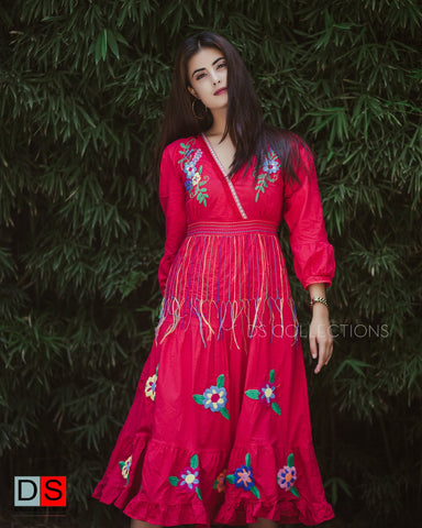 Embroidered Boho Midi Dress