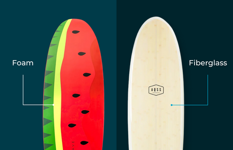 foam vs fiberglass surfboards.