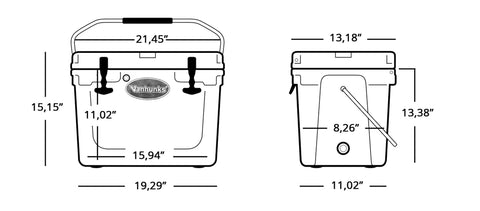 Vanhunks 20-quart adventure cooler dimension