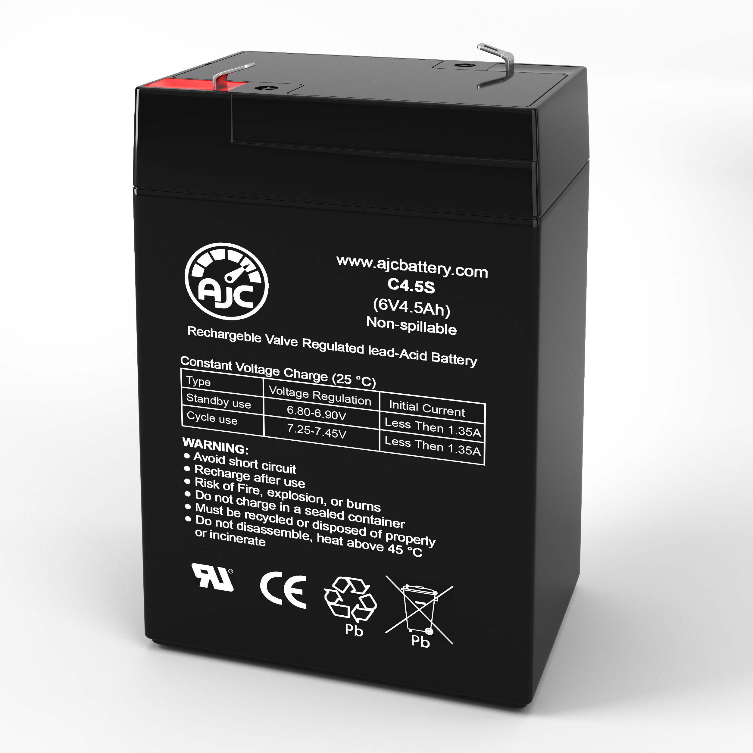 Long Way LW-3FM4.5AJ 6V 4.5Ah Sealed Lead Acid Replacement Battery