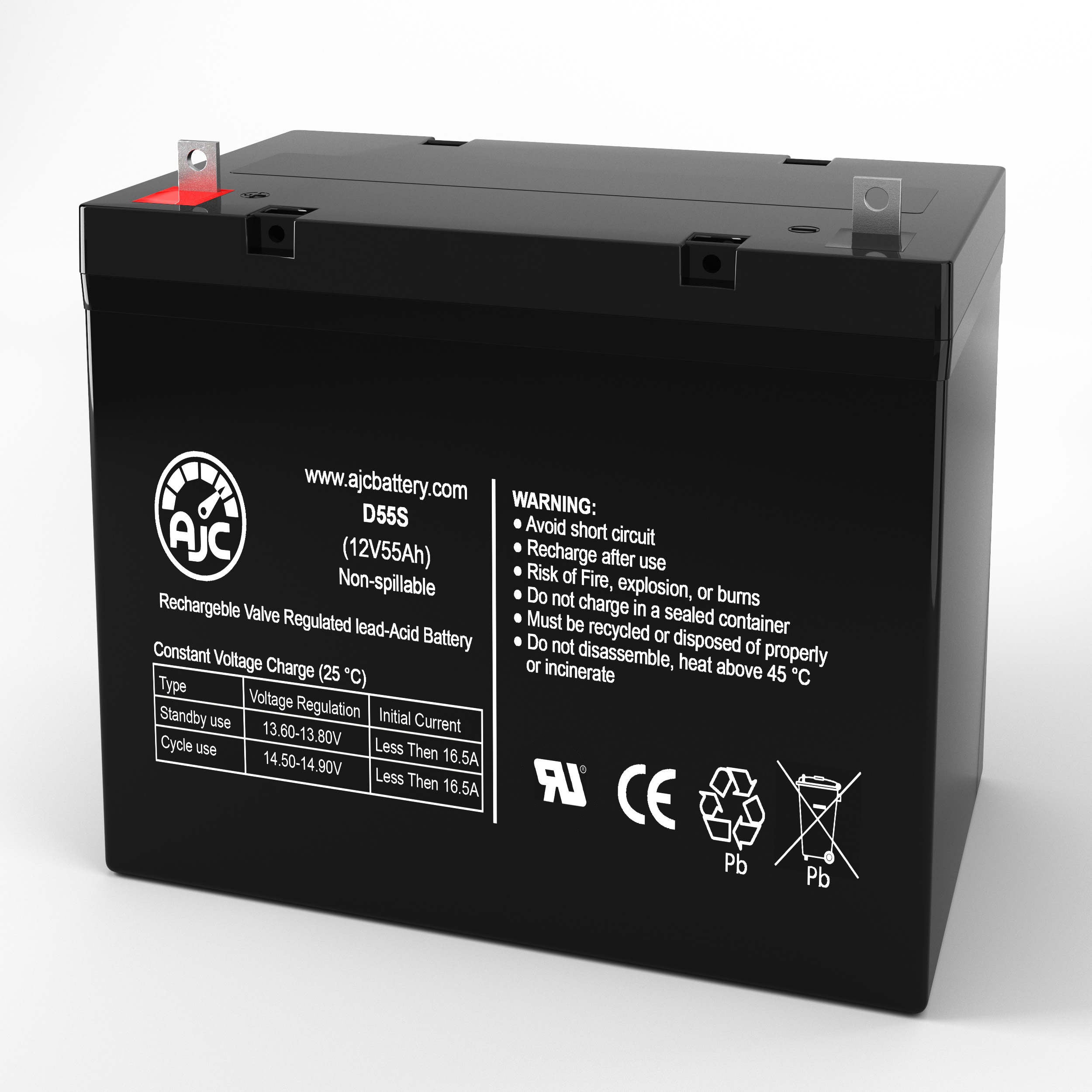 AJC 12V 55Ah Sealed Lead Acid - AGM - VRLA Battery