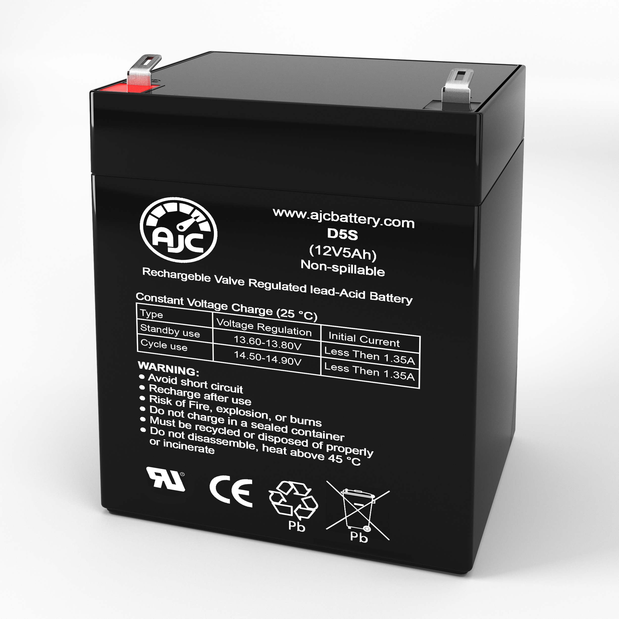 Leoch DJW12-4.5 12V 5Ah Sealed Lead Acid Replacement Battery:   Sealed Lead Acid