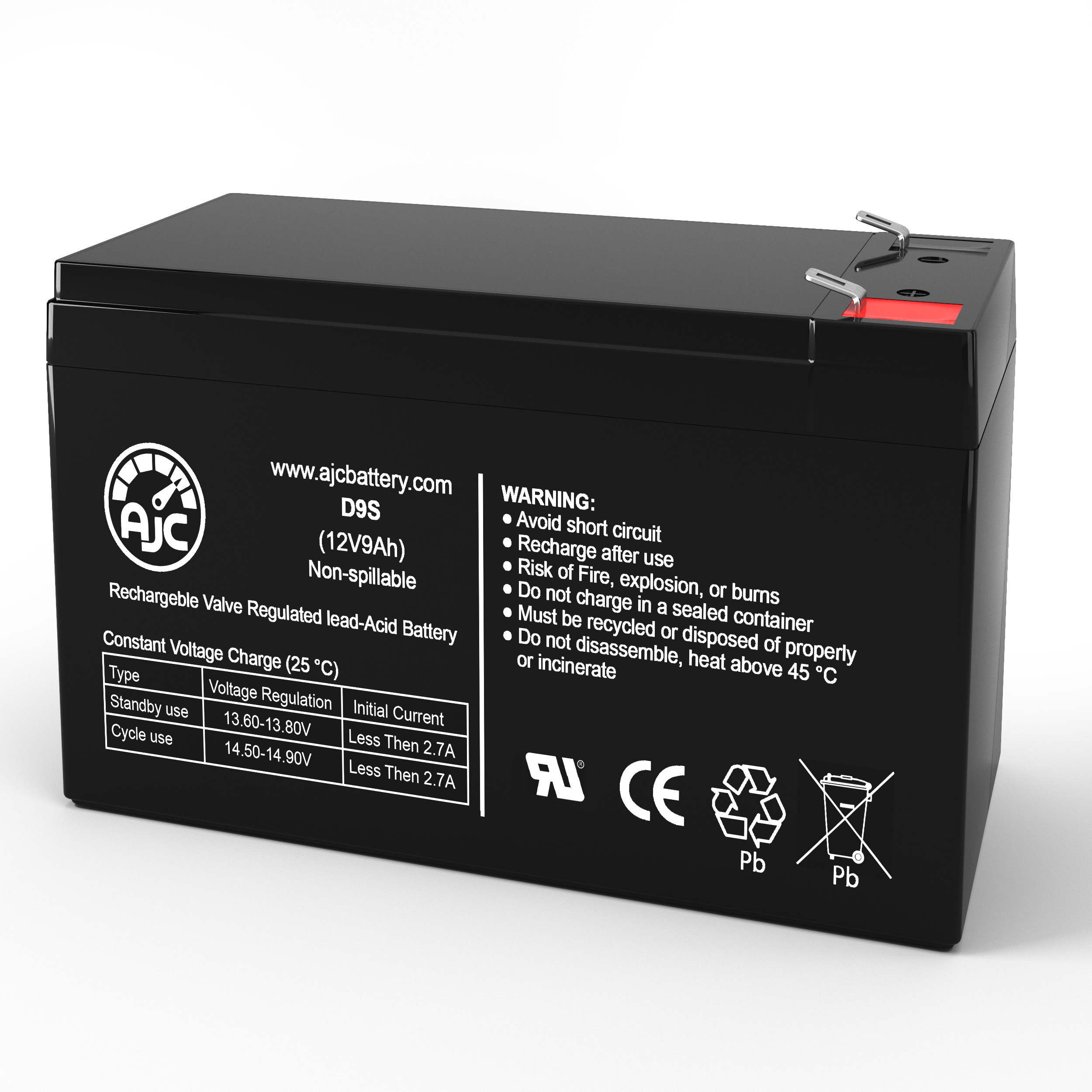 Power-Sonic 12V 9AH Battery Replaces Leoch DJW12-9.0 T2, DJW 12-9.0 T2 - 4  Pack