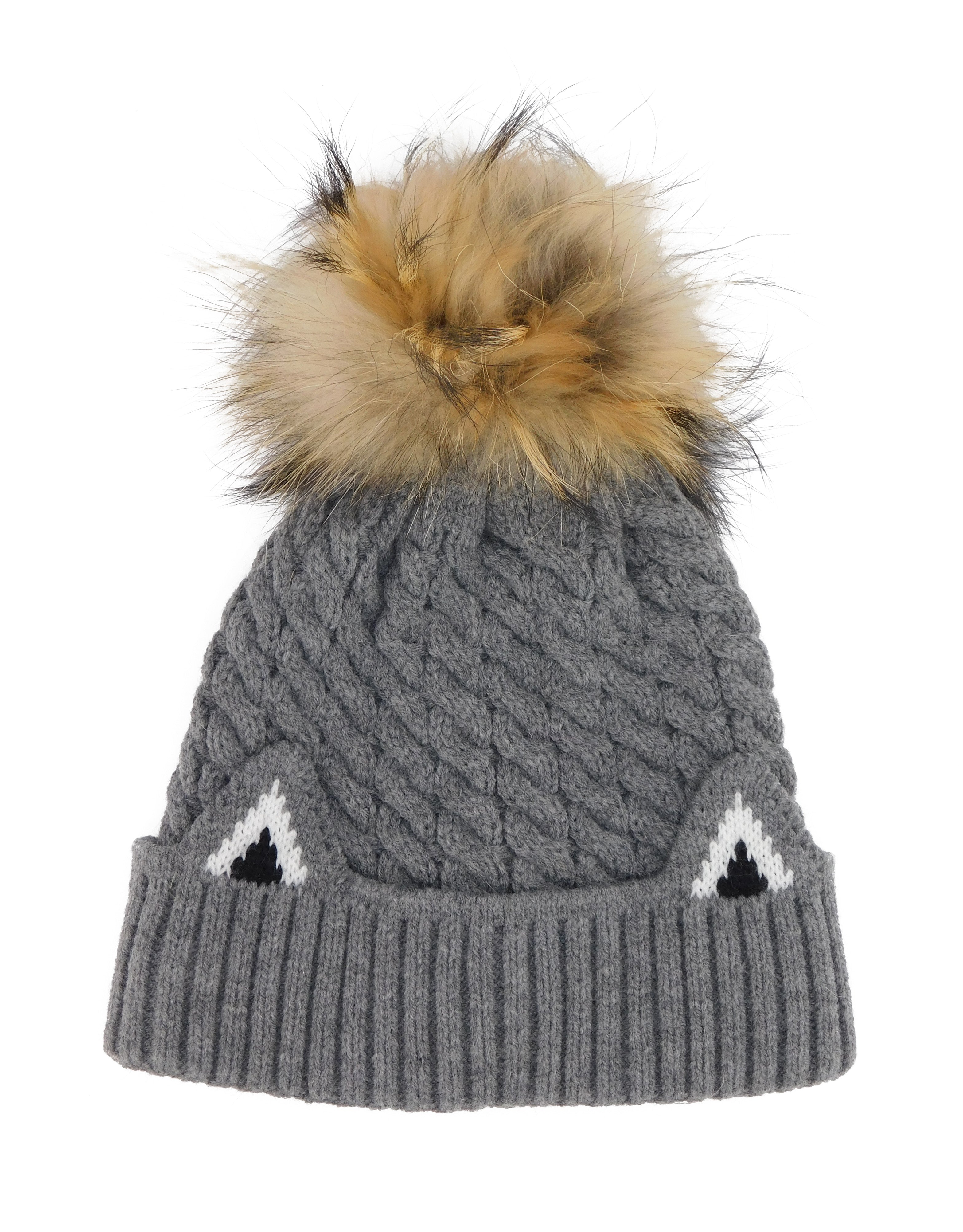 Knitted Cat Ear Beanie with Removable Pom | paulamarie