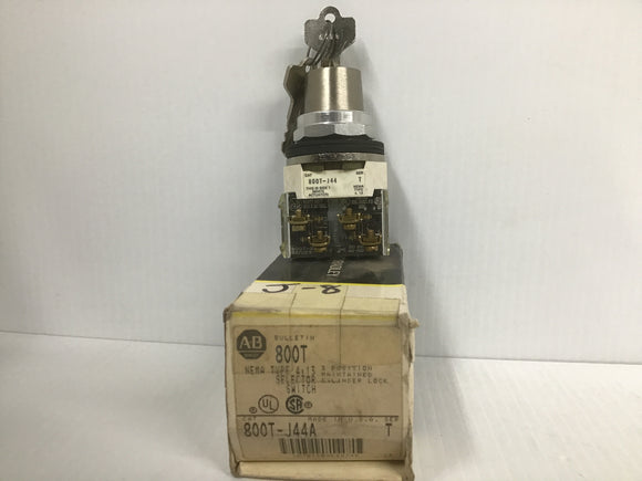 Selector Switch Key Operated 3 Pos Maintained 800t J44a Allen Bradley Electric Surplus