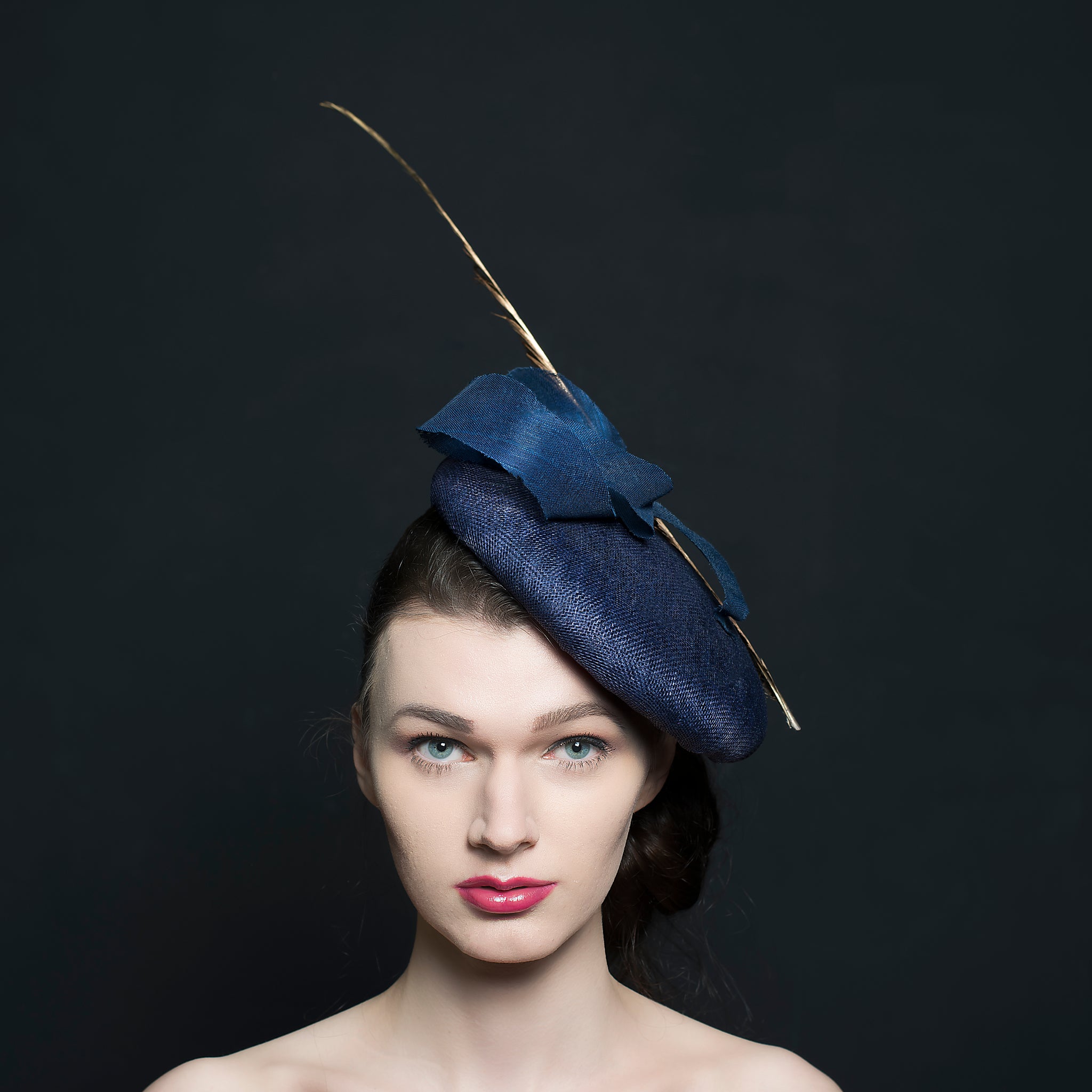 large navy wedding hat