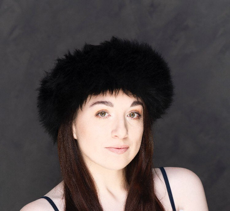 Sheepskin headband in black, white or brown, perfect for winter shoppi ...