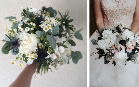 Bouquet de mariée pivoines blanches