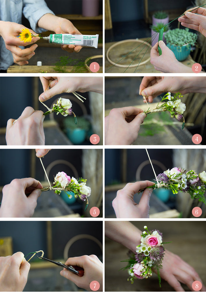 DIY : Comment réaliser un bracelet de fleurs fraîches pour mon mariage -  Atelier Rose Pivoine