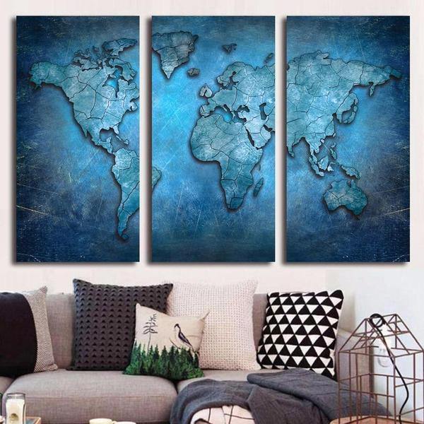 Carte du monde personnalisable à épingler Bleu carte punaise Détaillé carte  sur toile Décoration murale Tableau Carte Du Monde -  France