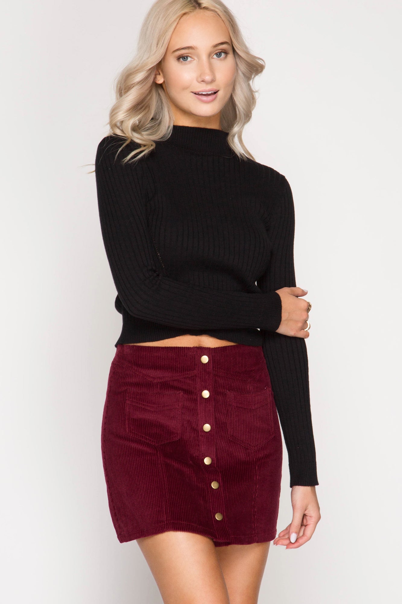 Burgundy corduroy skirt – Lulu Lilly 