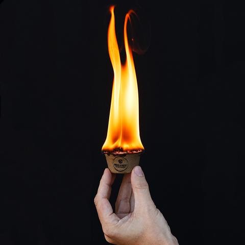 Fire starter with flame