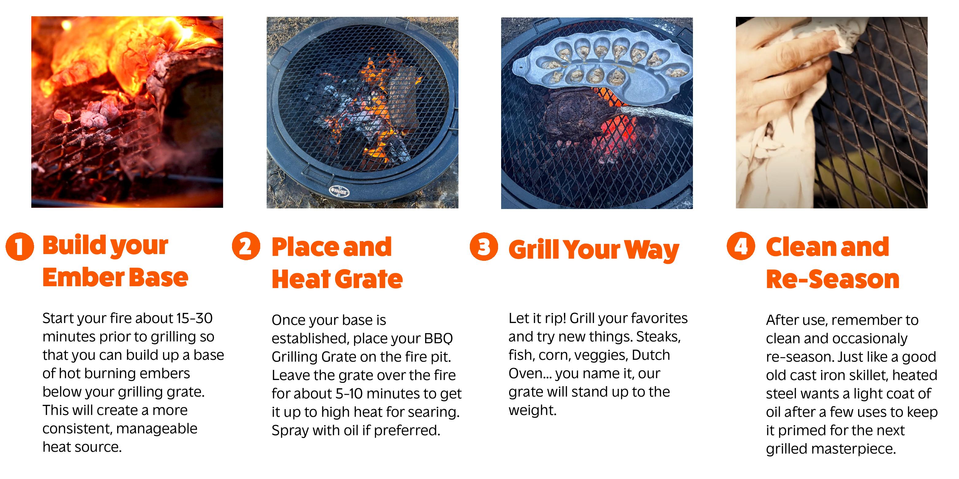 Walden Fire Pit BBQ Grilling Grate, 34 Diameter