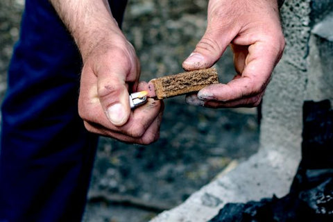 Lighting a Square Fire Starter