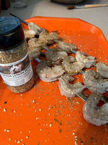 Seasoning the Shrimp Skewers