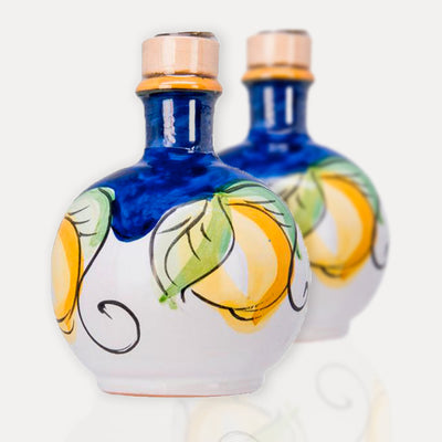 LIMONCELLO: Limoncello Set with Blue trimmings (Bottle with stopper an 