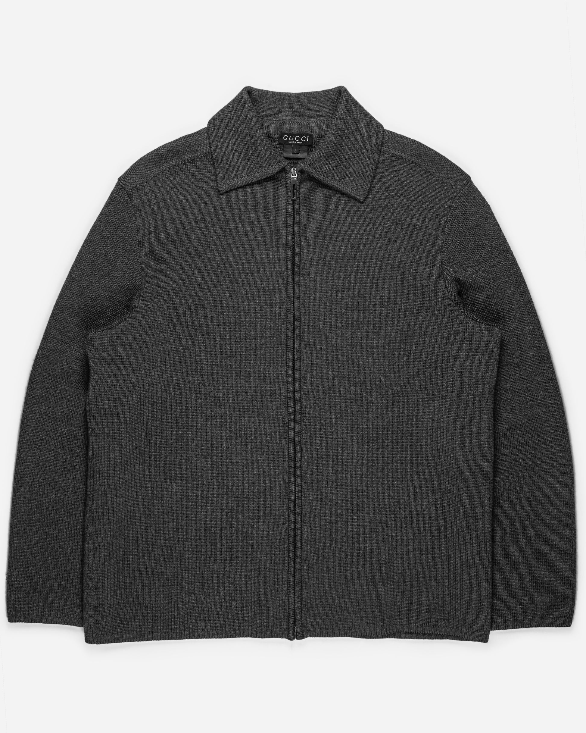 Gucci by Tom Ford Charcoal Grey Driver's Knit Zip-Up Sweater - SILVER LEAGUE