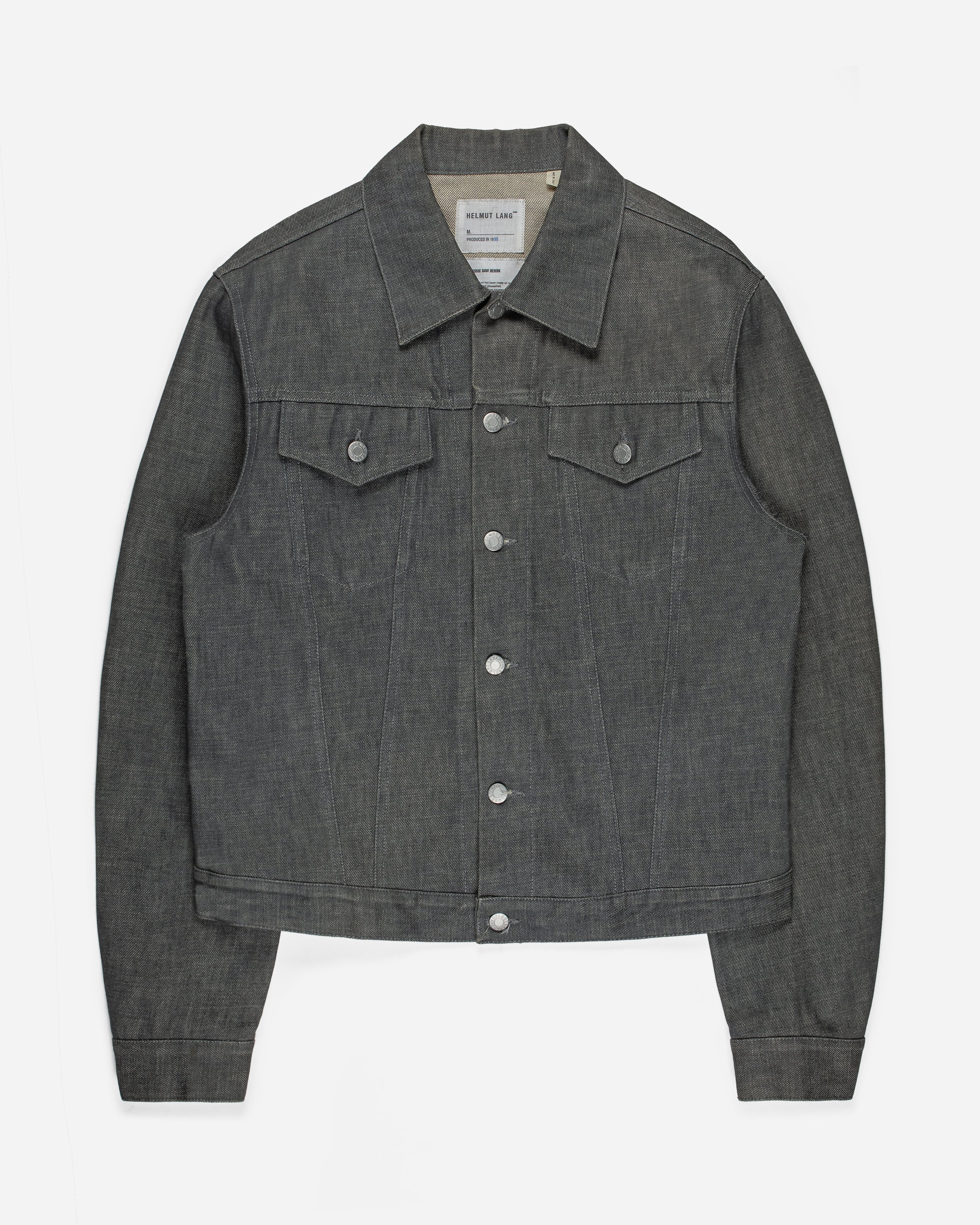 Helmut Lang Charcoal Grey Raw Denim Trucker Jacket - 1999