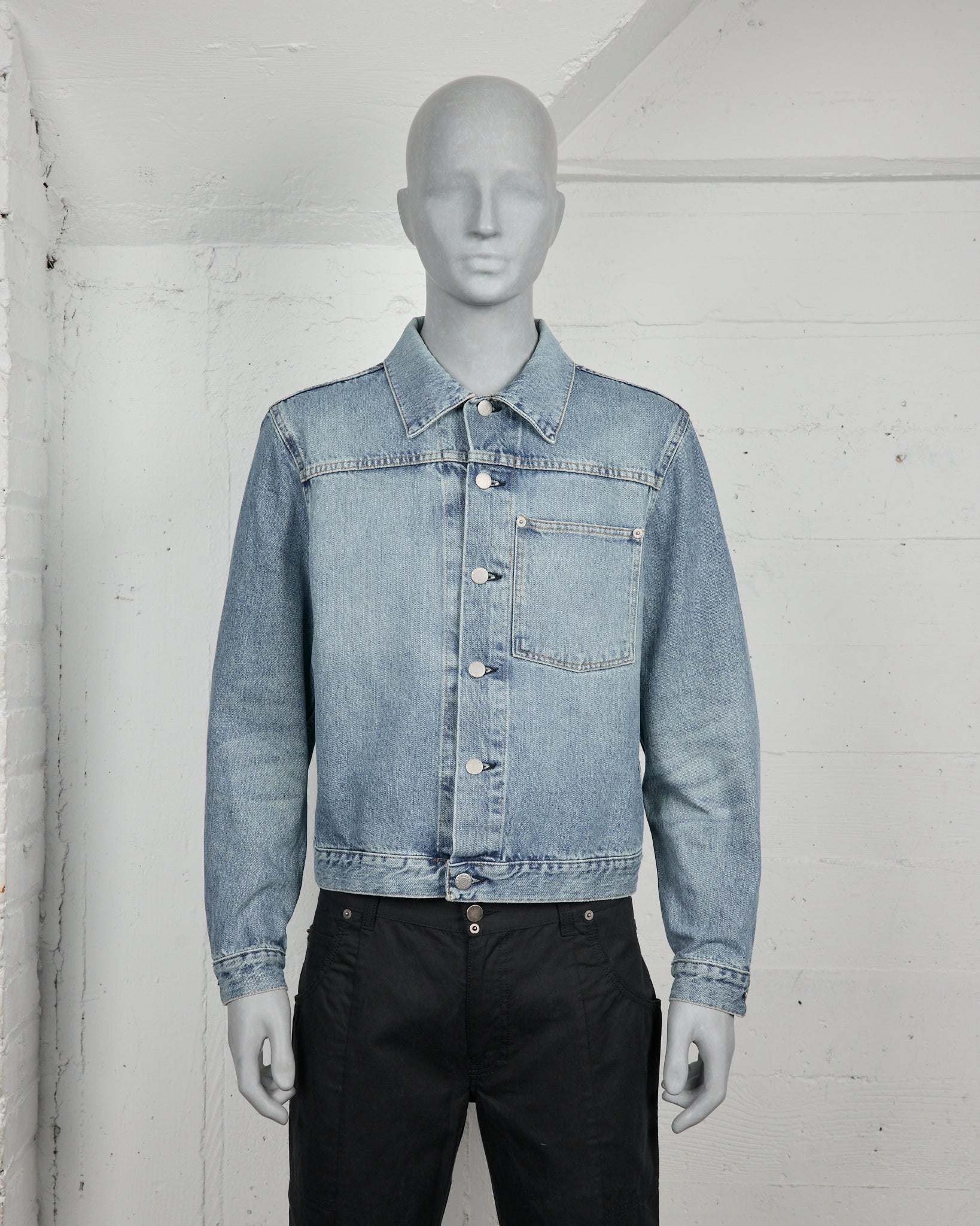 Helmut Lang Light Wash Denim One-Pocket Trucker Jacket - 1990s