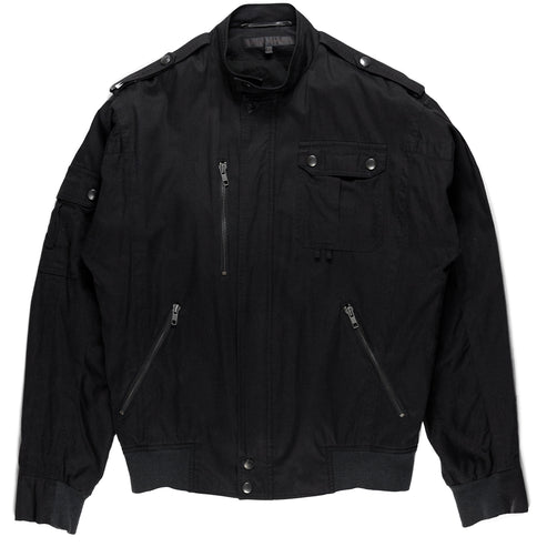 VERONIQUE BRANQUINHO MAN BLACK MC BOMBER JACKET - AW05 - SILVER LEAGUE