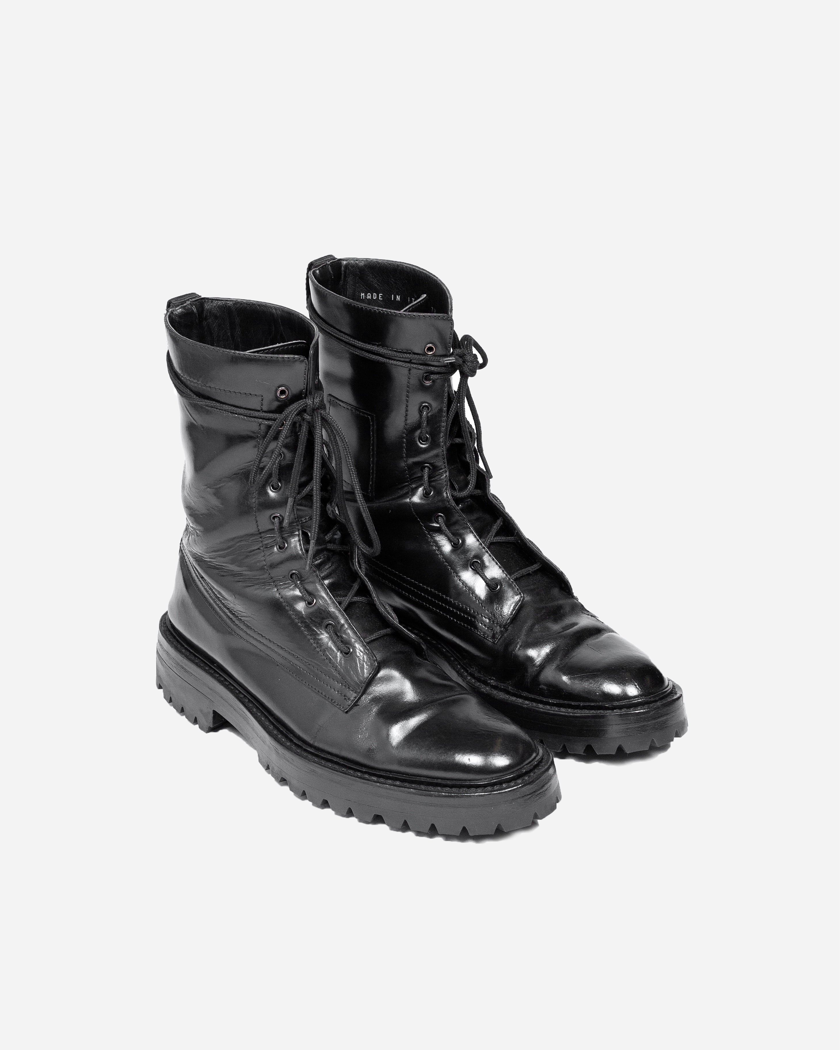 Dior Homme Patent Leather Combat Boots - AW07 “Navigate” - SILVER