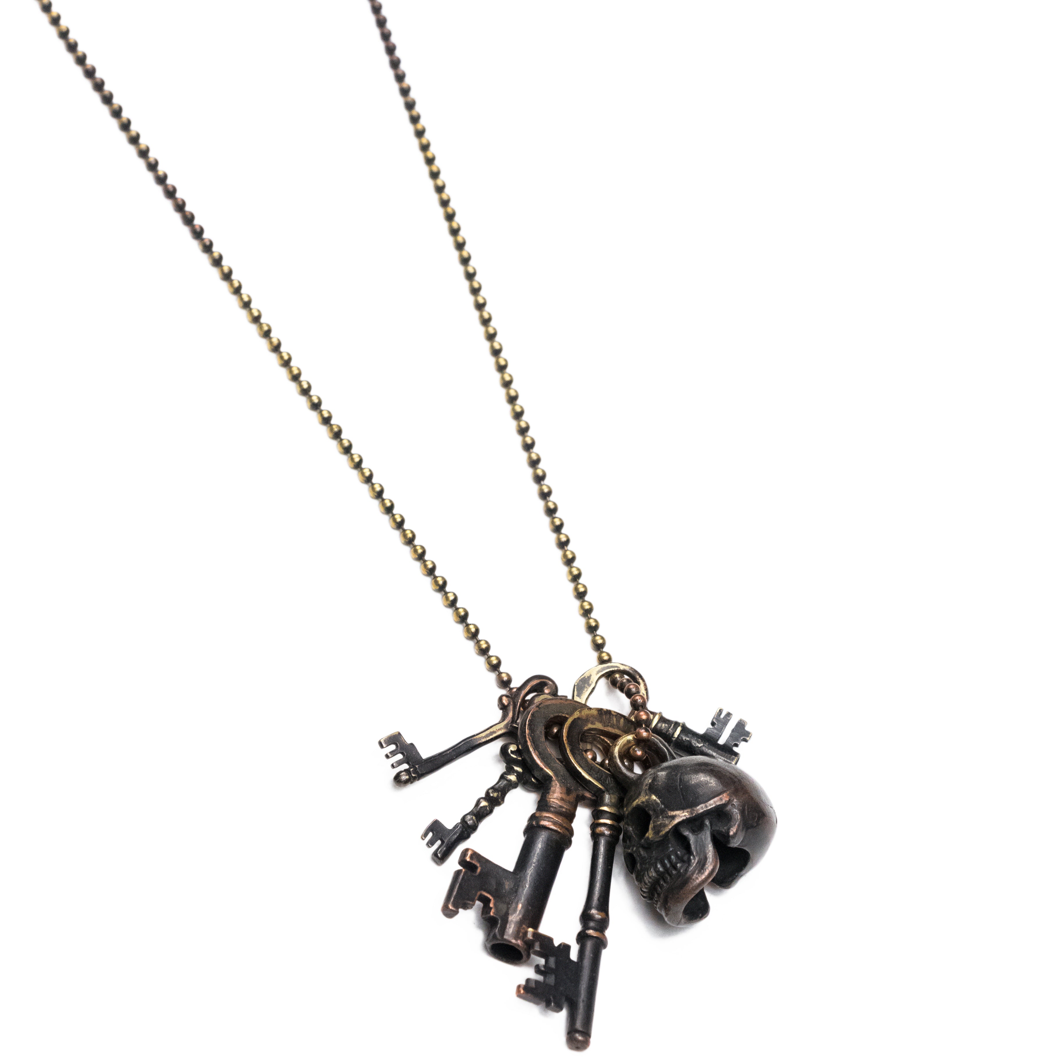 Number (N)ine Skull and 5 Keys Necklace - SS06 