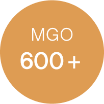 Orange circle with 'MGO 600+' text in white.