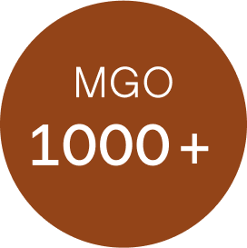 Round orange badge displaying 'MGO 1000+' in white text.