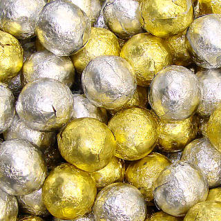  Gold & Silver Chocolate Marbles - Foil Wrapped 5lb Bag 