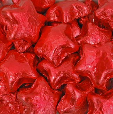  Red Foil Milk Chocolate Stars - 5lb 