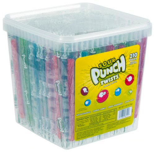  Sour Punch Twists Assorted - Wrapped 195ct Tub 