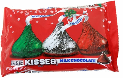 Hershey Kisses Milk Chocolate Red Silver & Green - 11oz bag – CandyDirect