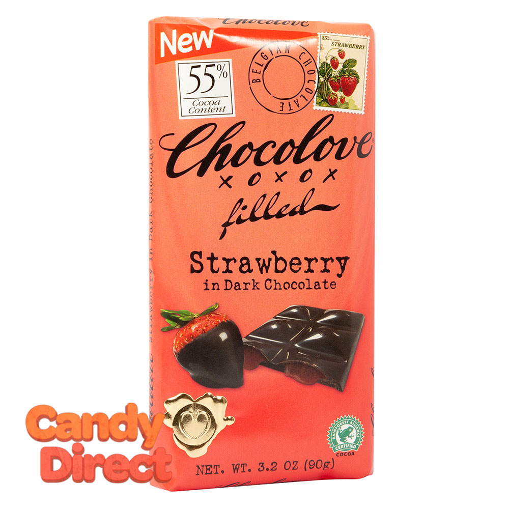  Chocolove Dark Chocolate Strawberry 3.2oz Bar - 10ct 