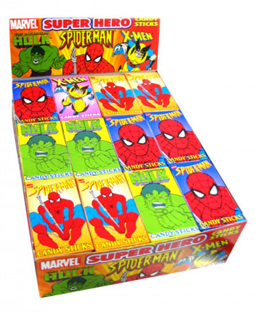  Super Heroes Candy Sticks - 48ct Box 