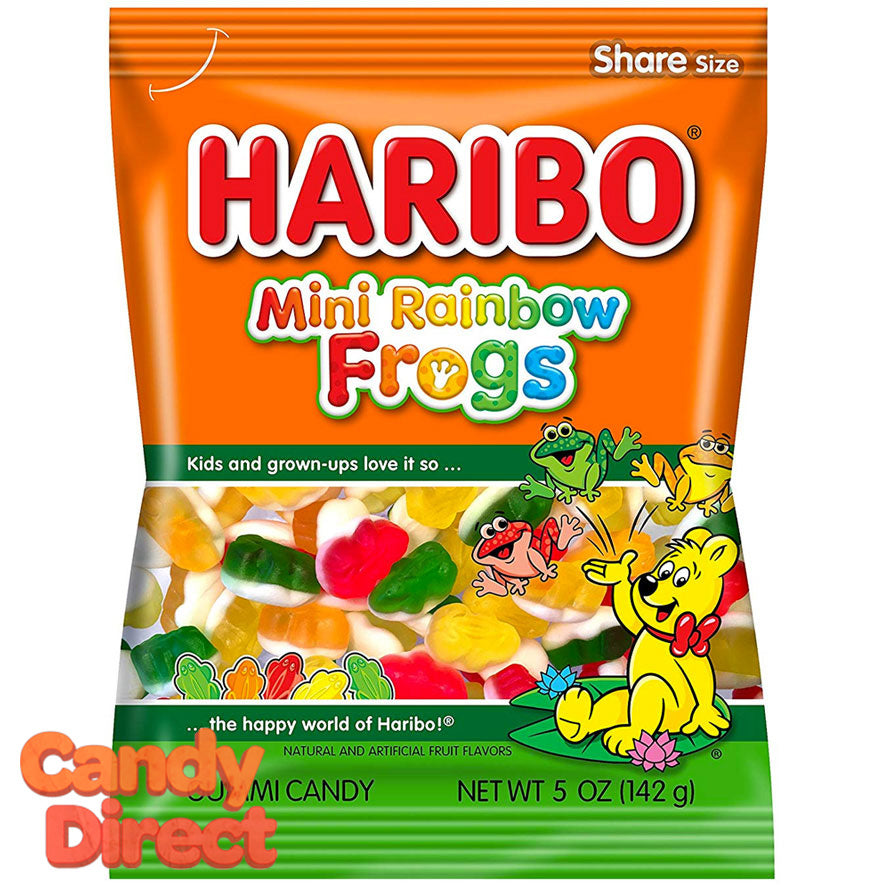  Rainbow Mini Frogs Haribo Gummi Candy 5oz Bag - 12ct 